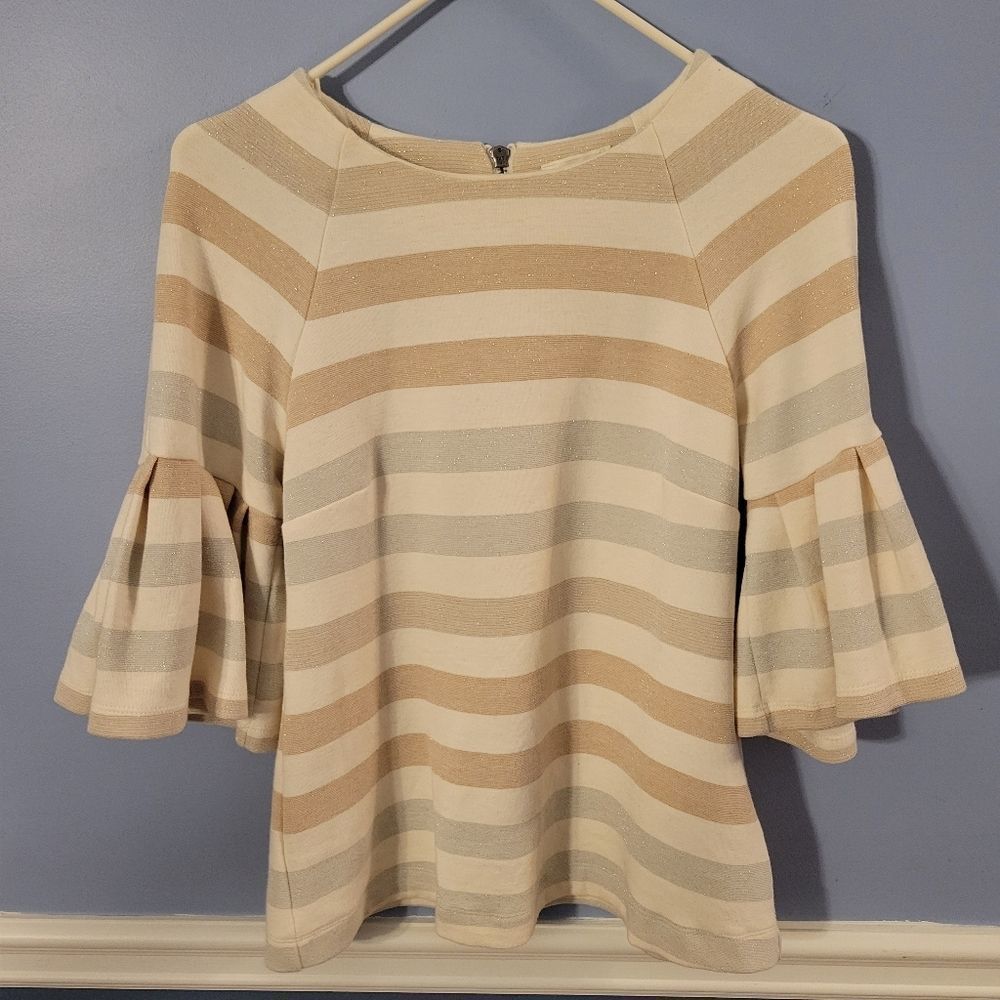 Anthropologie Maeve "Helsa" striped bell sleeved top